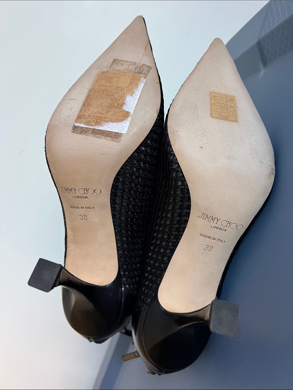 Jimmy Choo naidoo 90 black mesh leather ankle boots pointed toe booties 38 - Picture 2 of 7